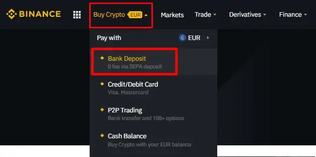 Пополнение фиата Binance