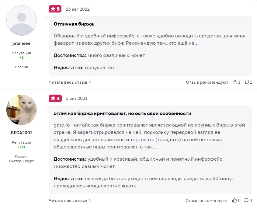 Отзывы о Gate io